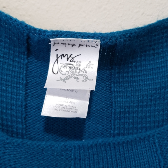 Just My Size Wide Sleeve Loose Knitwear Tunic Sweater in Venice Blue Women's 3X - Picture 7 of 10